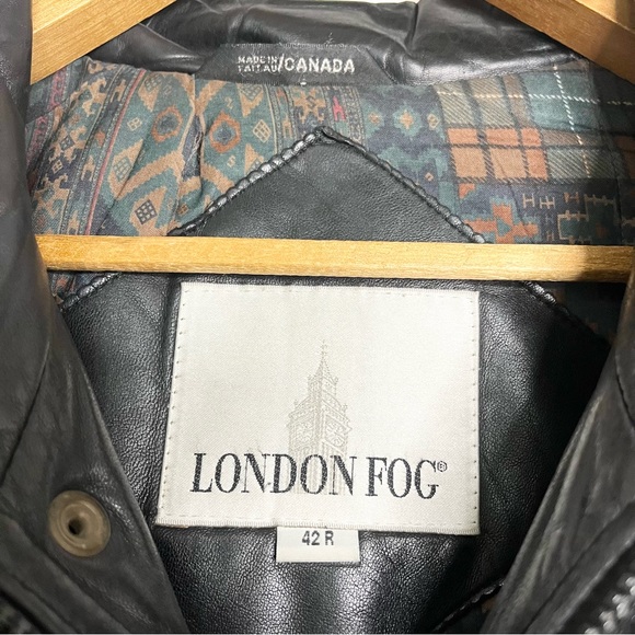 London Fog Black Vintage Leather Jacket - Picture 9 of 11